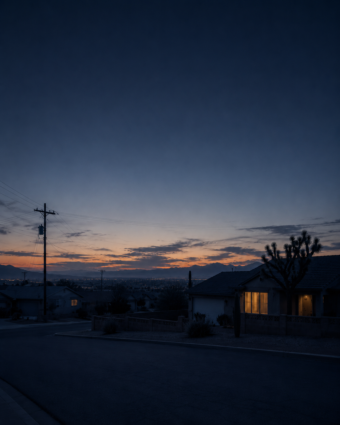 Desert neighborhood at dusk