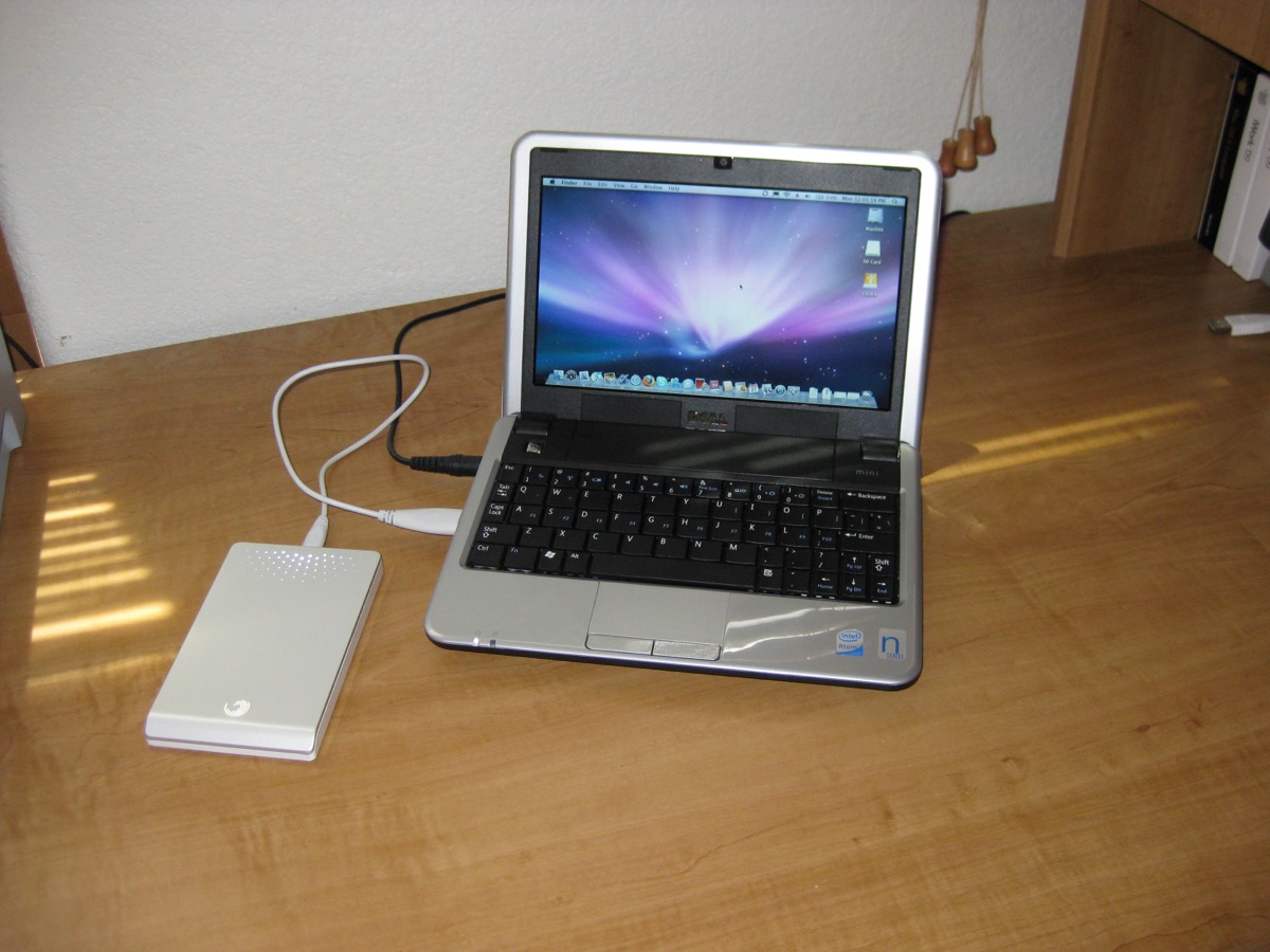 The Hackbook beside a Seagate Free Agent Go